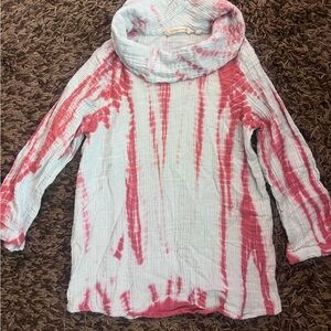 Tie-Dye Cowl Neck Top Soft Surrounding